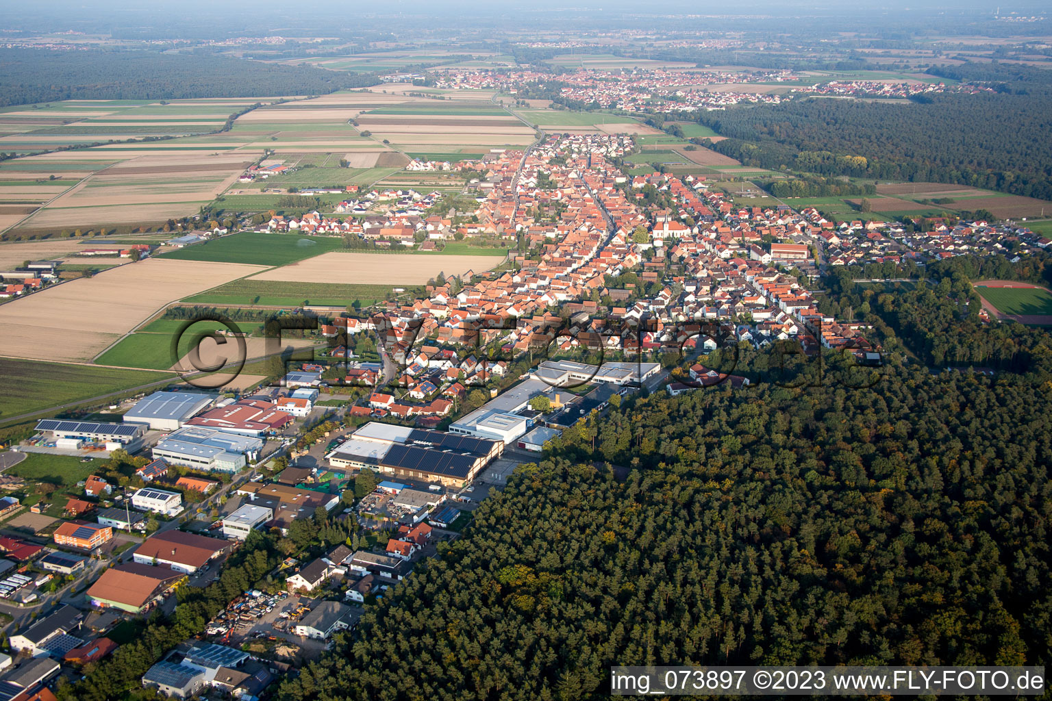 Hatzenbühl in the state Rhineland-Palatinate, Germany viewn from the air