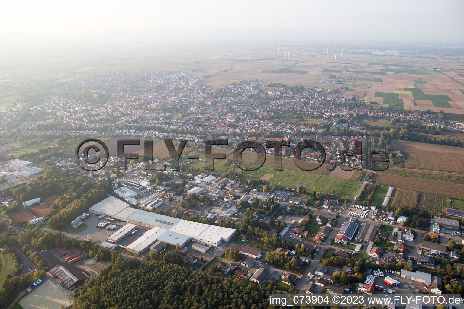 Aerial photograpy of District Herxheim in Herxheim bei Landau/Pfalz in the state Rhineland-Palatinate, Germany