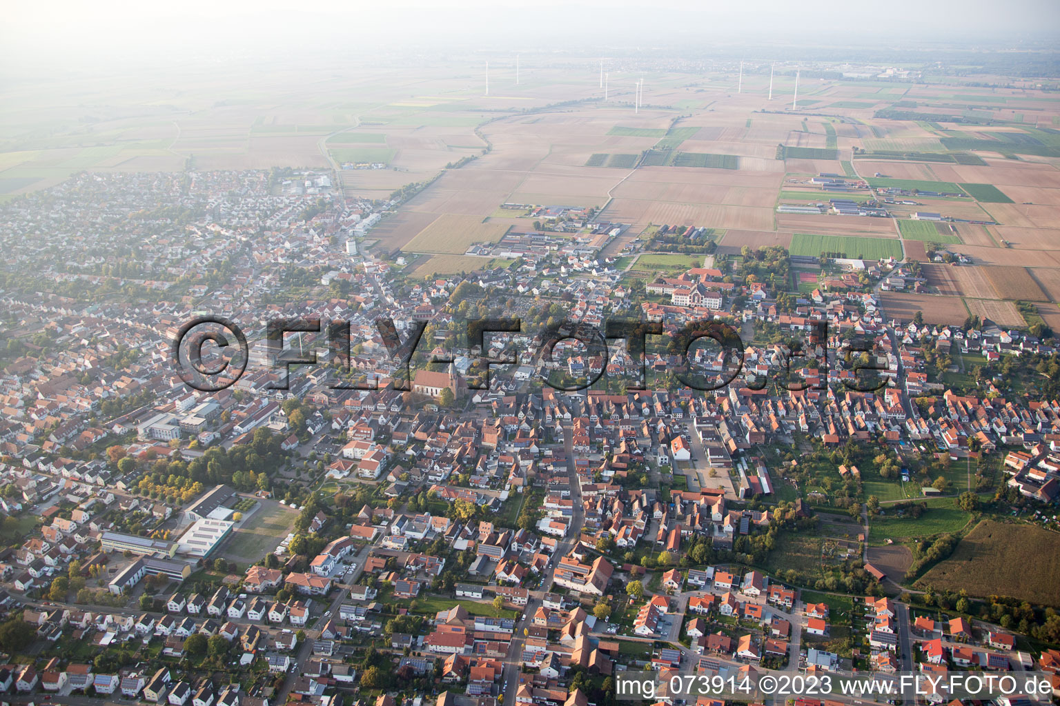 District Herxheim in Herxheim bei Landau/Pfalz in the state Rhineland-Palatinate, Germany viewn from the air