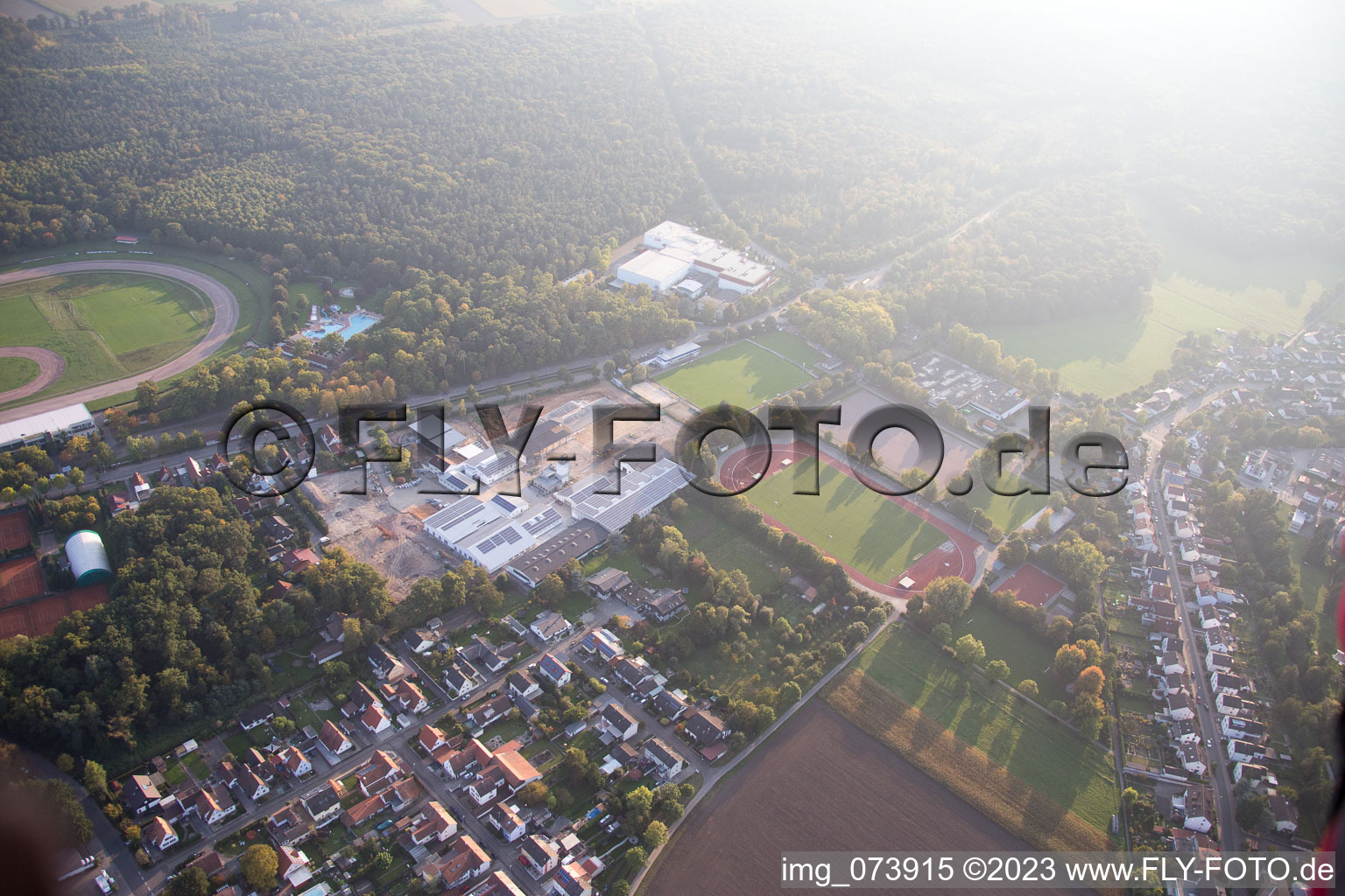 Drone recording of District Herxheim in Herxheim bei Landau in the state Rhineland-Palatinate, Germany