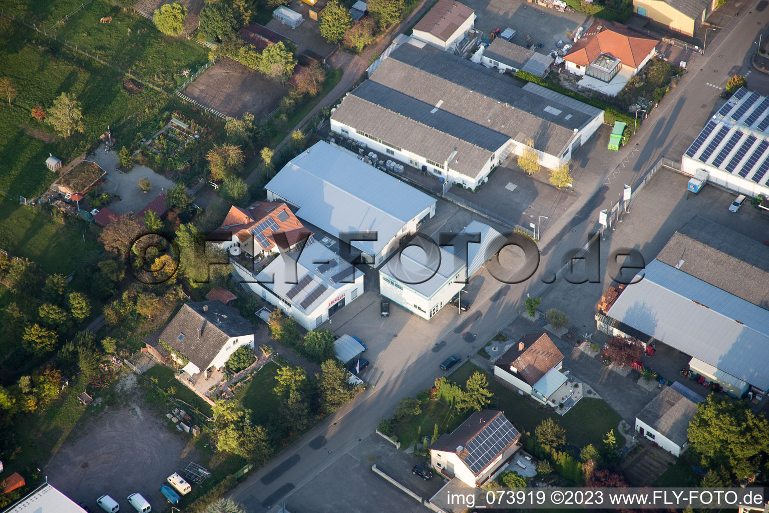 District Herxheim in Herxheim bei Landau/Pfalz in the state Rhineland-Palatinate, Germany seen from a drone