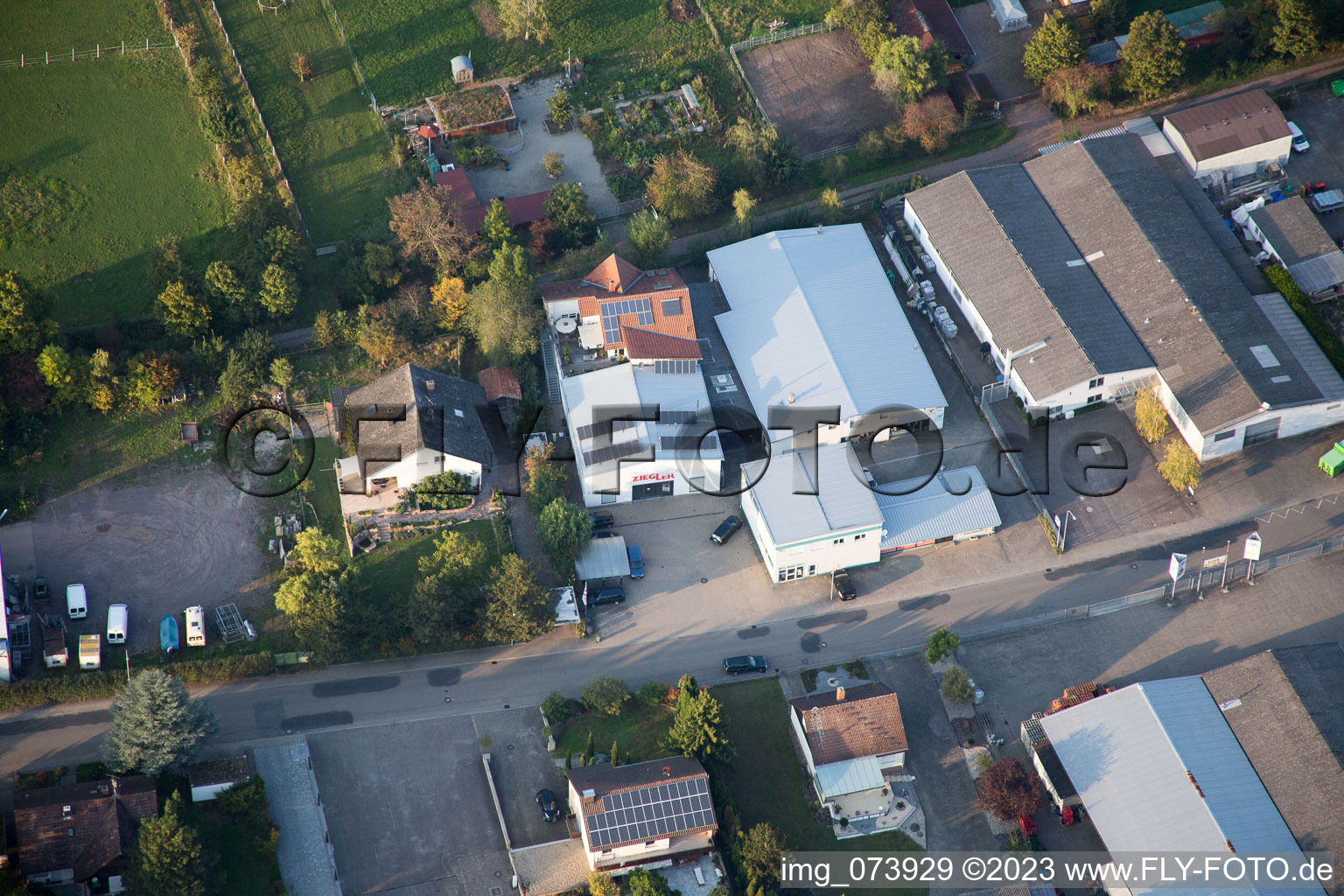 District Herxheim in Herxheim bei Landau in the state Rhineland-Palatinate, Germany seen from above