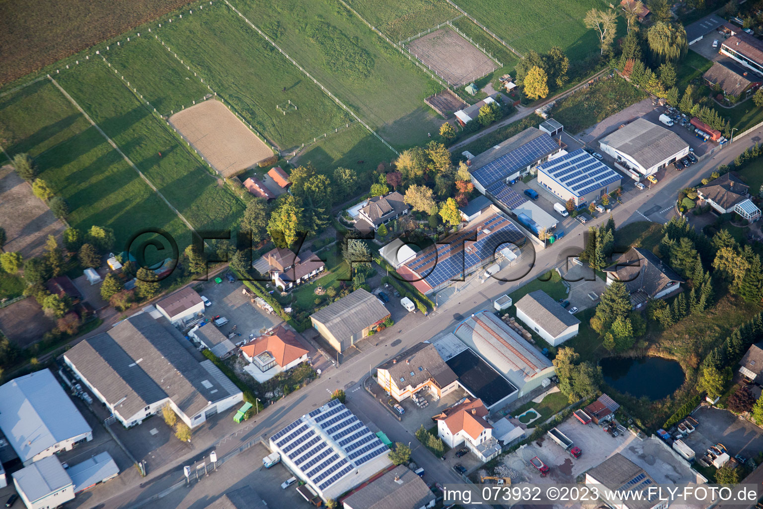 Bird's eye view of District Herxheim in Herxheim bei Landau in the state Rhineland-Palatinate, Germany