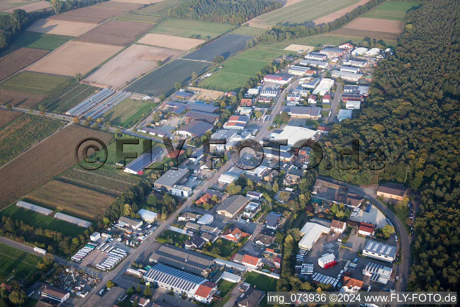 Industrial estate and company settlement Am Gaexwald in Herxheim bei Landau (Pfalz) in the state Rhineland-Palatinate