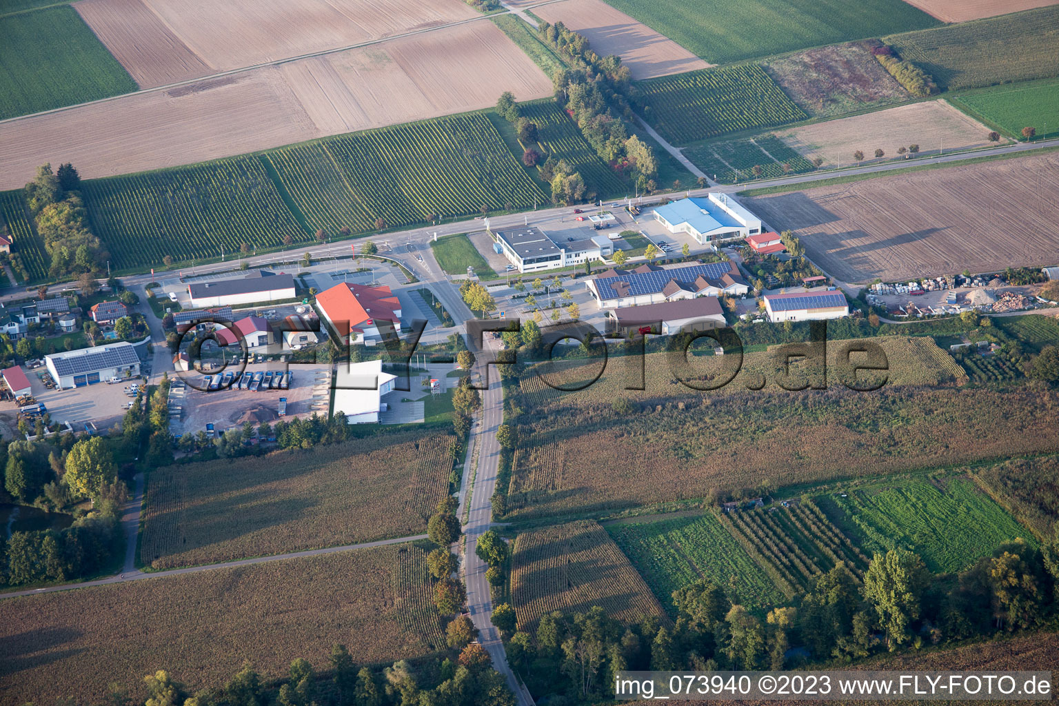 Drone recording of District Herxheim in Herxheim bei Landau in the state Rhineland-Palatinate, Germany