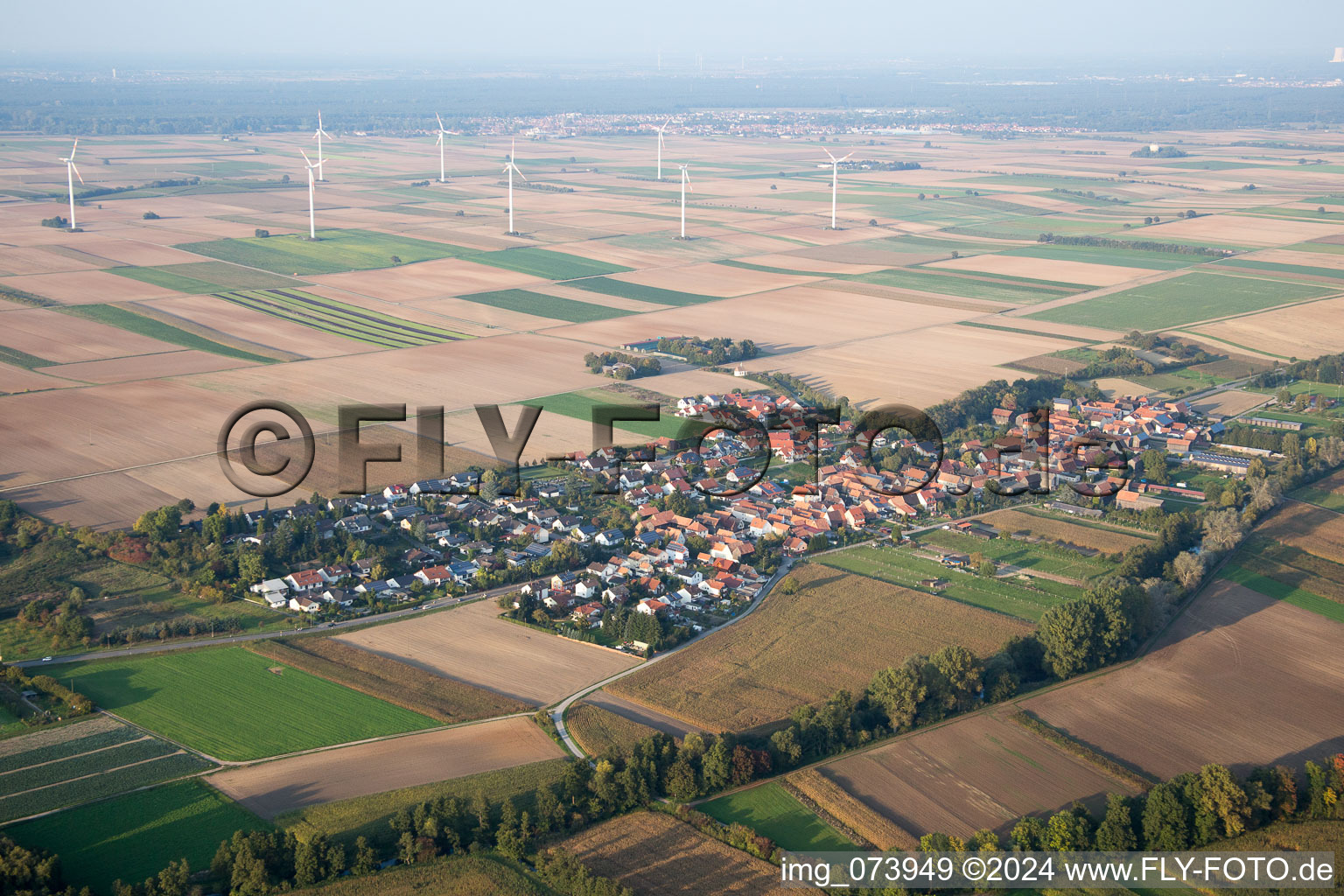 Aerial view of Herxheimweyher in the state Rhineland-Palatinate, Germany