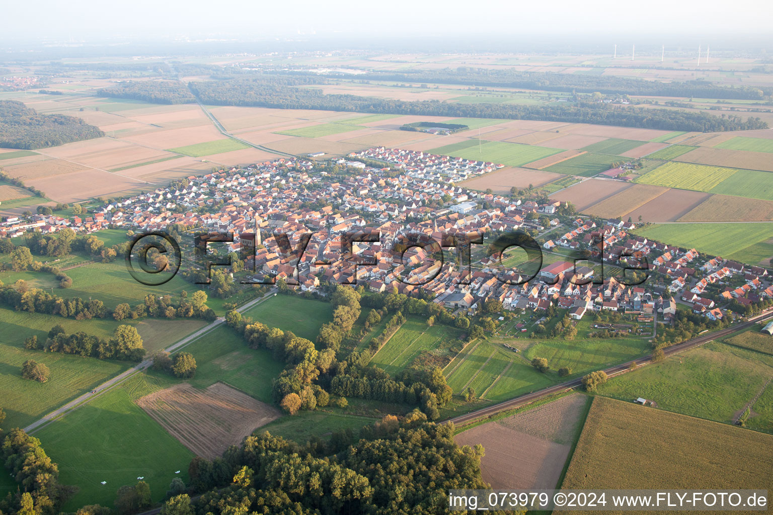 From the northwest in Steinweiler in the state Rhineland-Palatinate, Germany