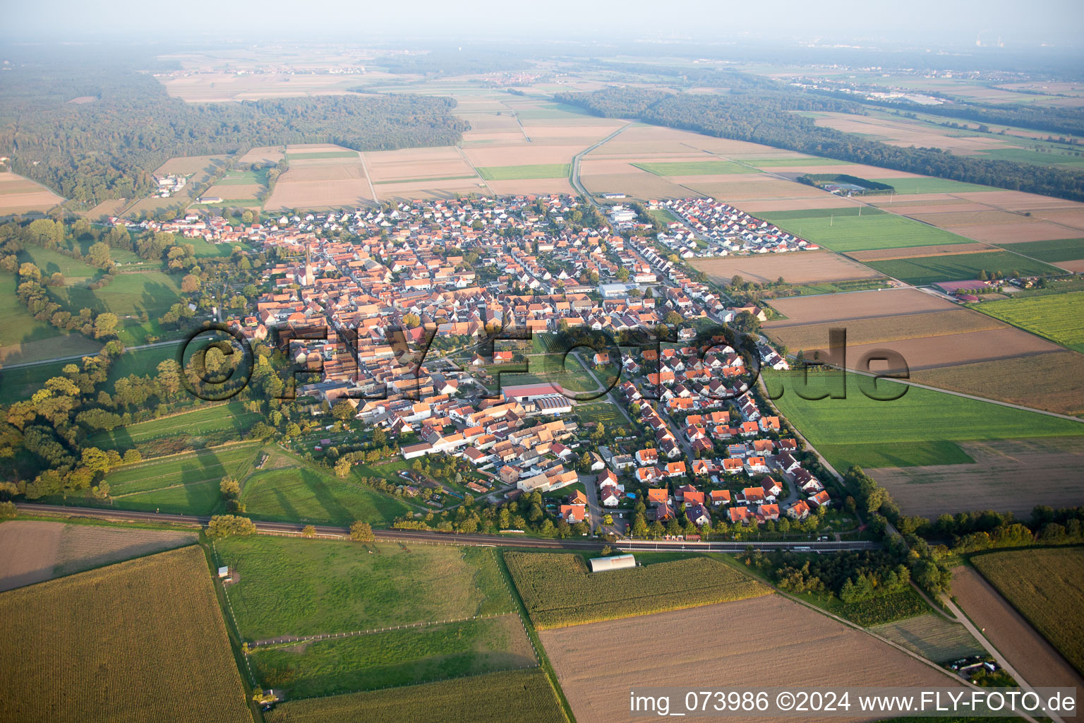 Oblique view of From the northwest in Steinweiler in the state Rhineland-Palatinate, Germany