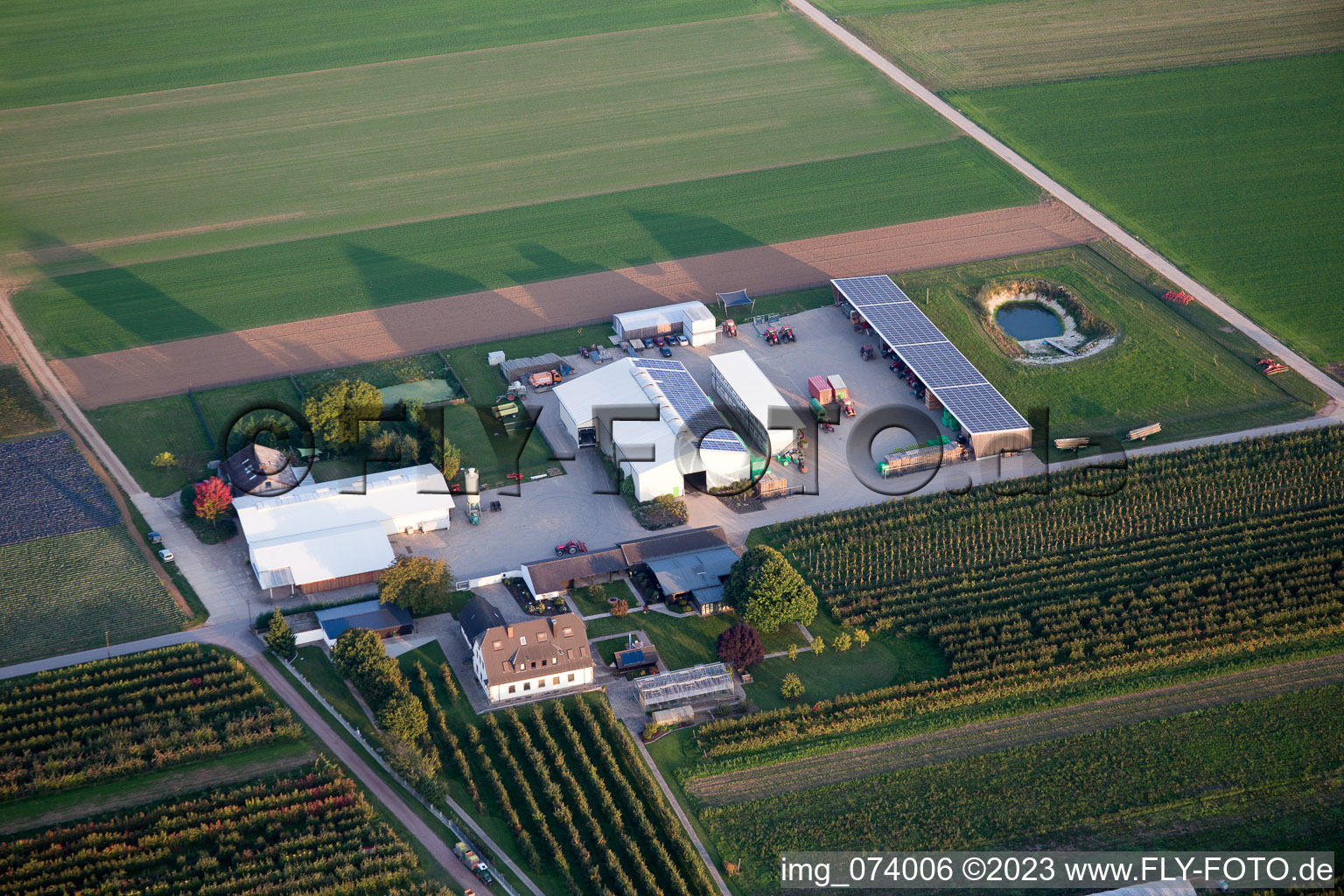 Aerial photograpy of Organic farm in Winden in the state Rhineland-Palatinate, Germany