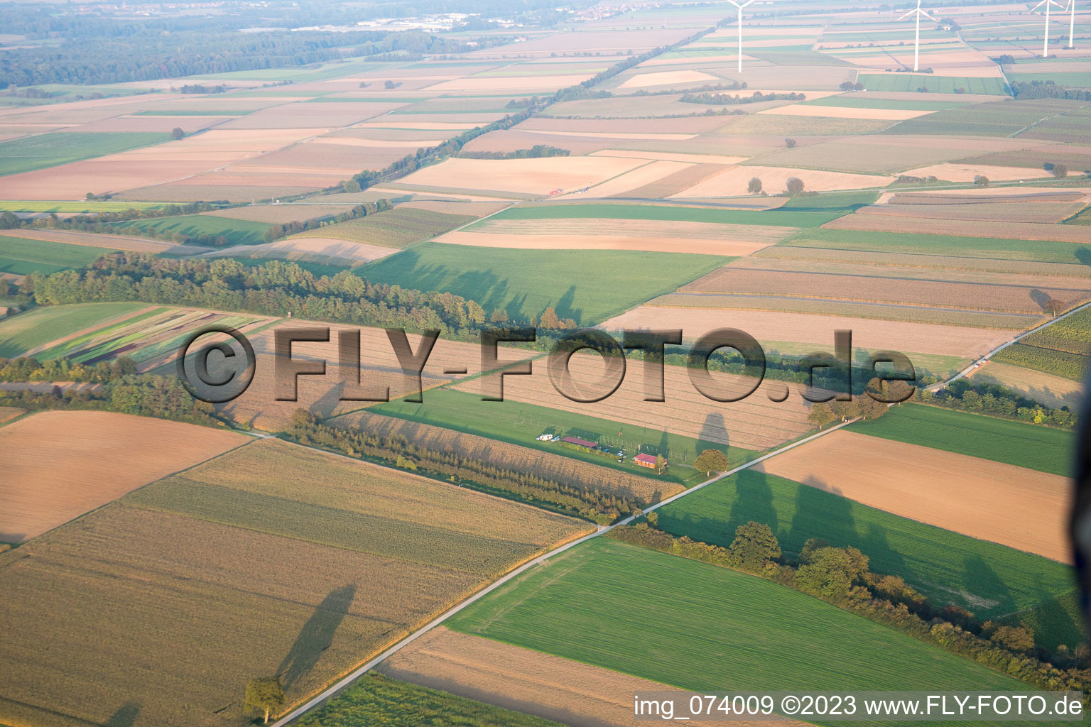 Aerial view of Model airfield in Freckenfeld in the state Rhineland-Palatinate, Germany