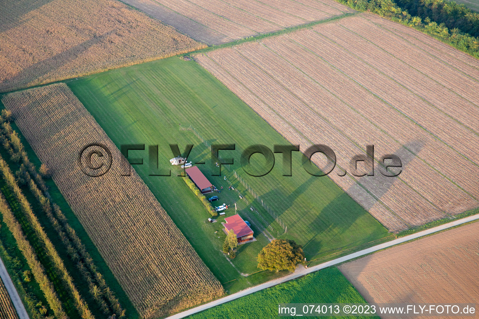 Oblique view of Model airfield in Freckenfeld in the state Rhineland-Palatinate, Germany