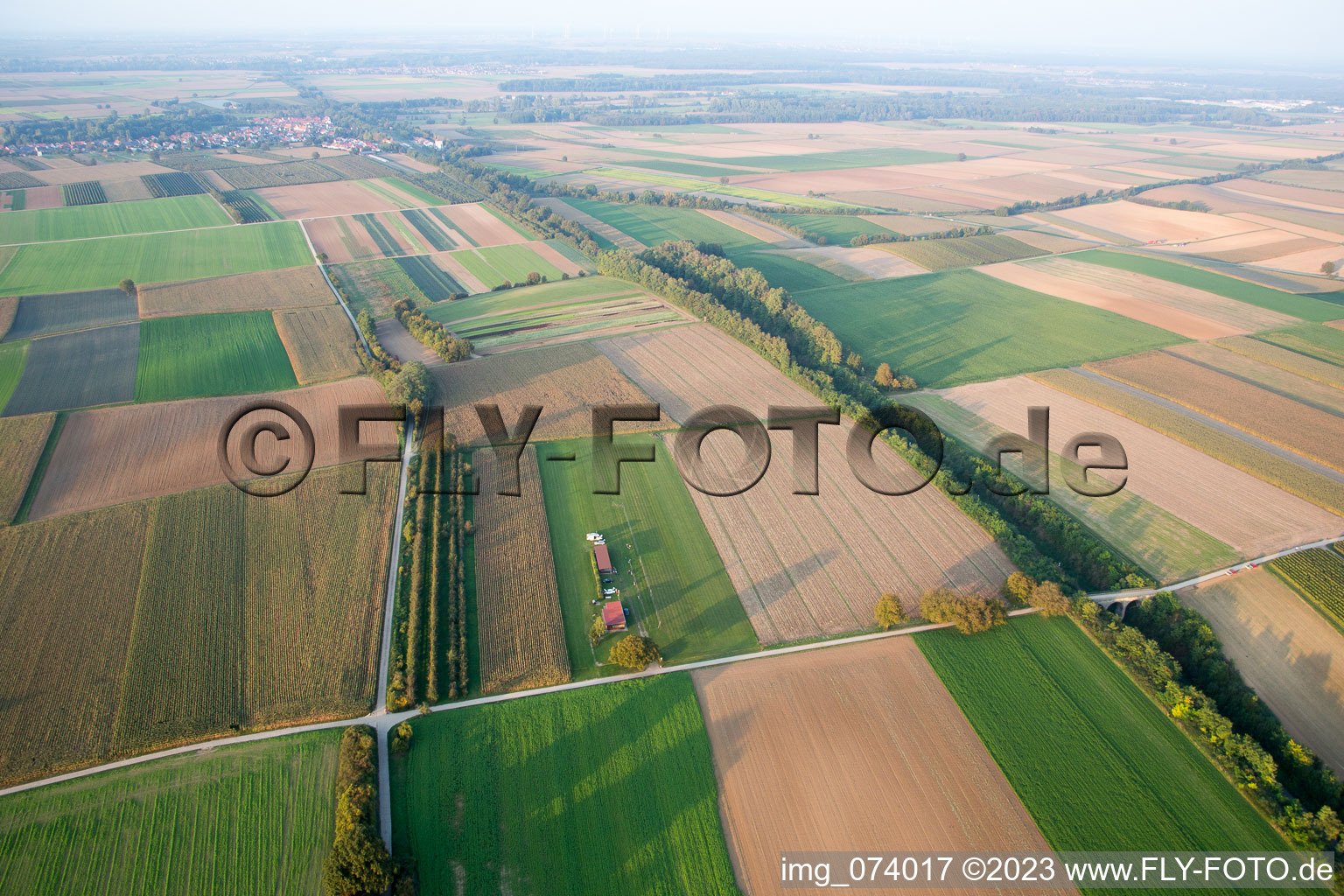 Model airfield in Freckenfeld in the state Rhineland-Palatinate, Germany seen from above