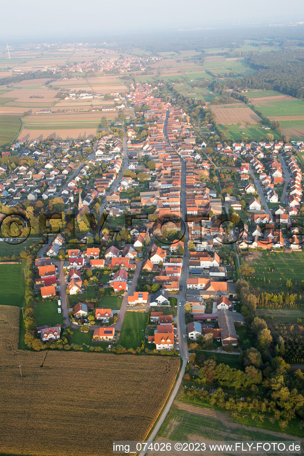 Freckenfeld in the state Rhineland-Palatinate, Germany seen from above