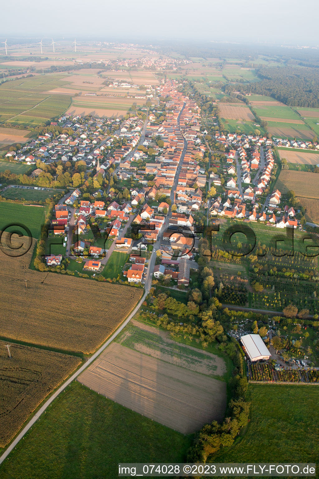 Freckenfeld in the state Rhineland-Palatinate, Germany from the plane