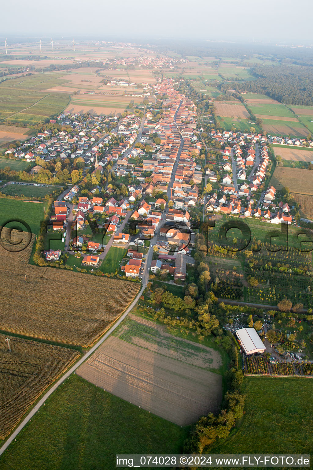 Freckenfeld in the state Rhineland-Palatinate, Germany from the plane