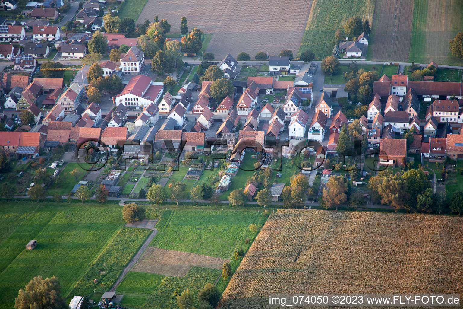 Aerial photograpy of Gänsried in Freckenfeld in the state Rhineland-Palatinate, Germany