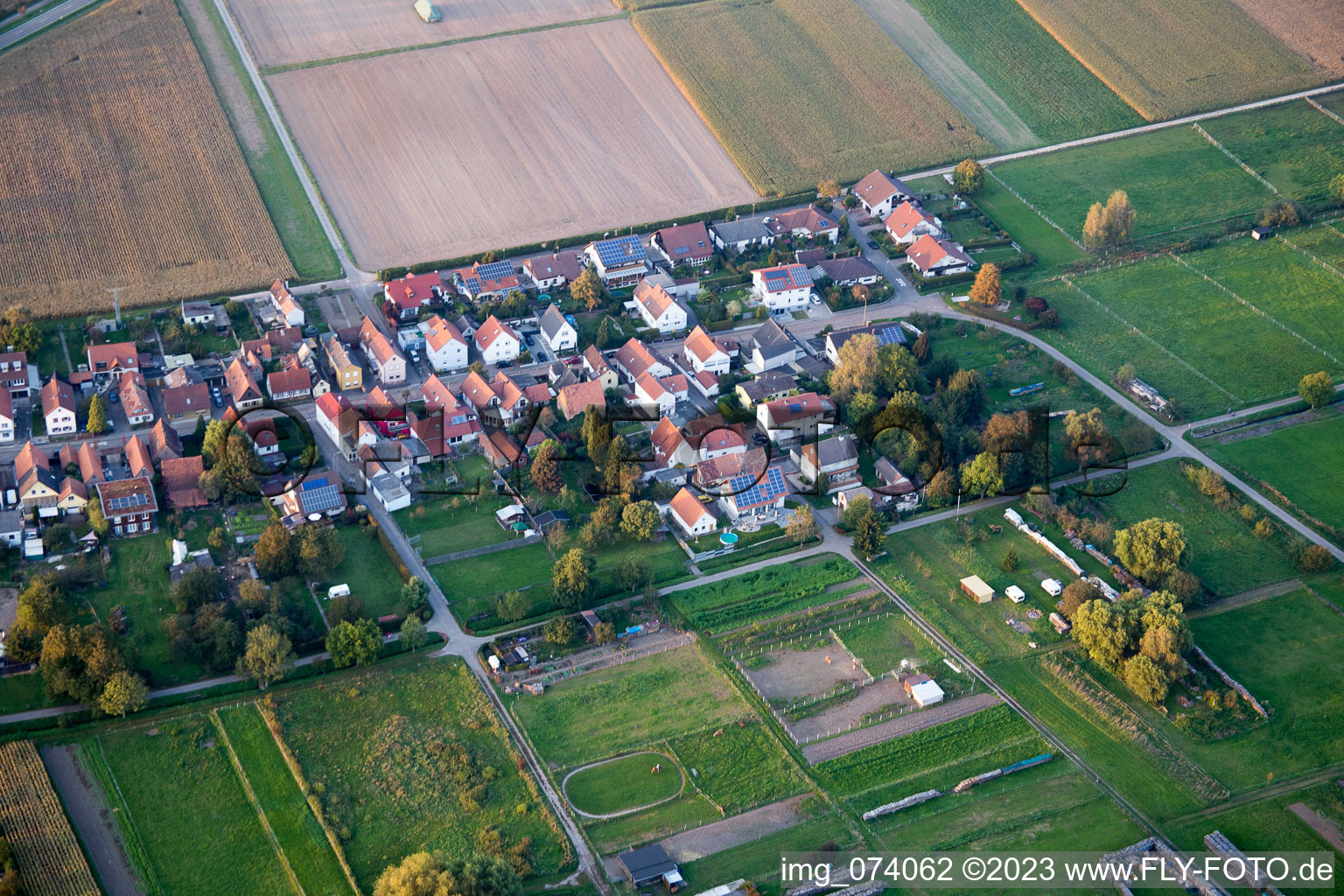 Gänsried in Freckenfeld in the state Rhineland-Palatinate, Germany from above