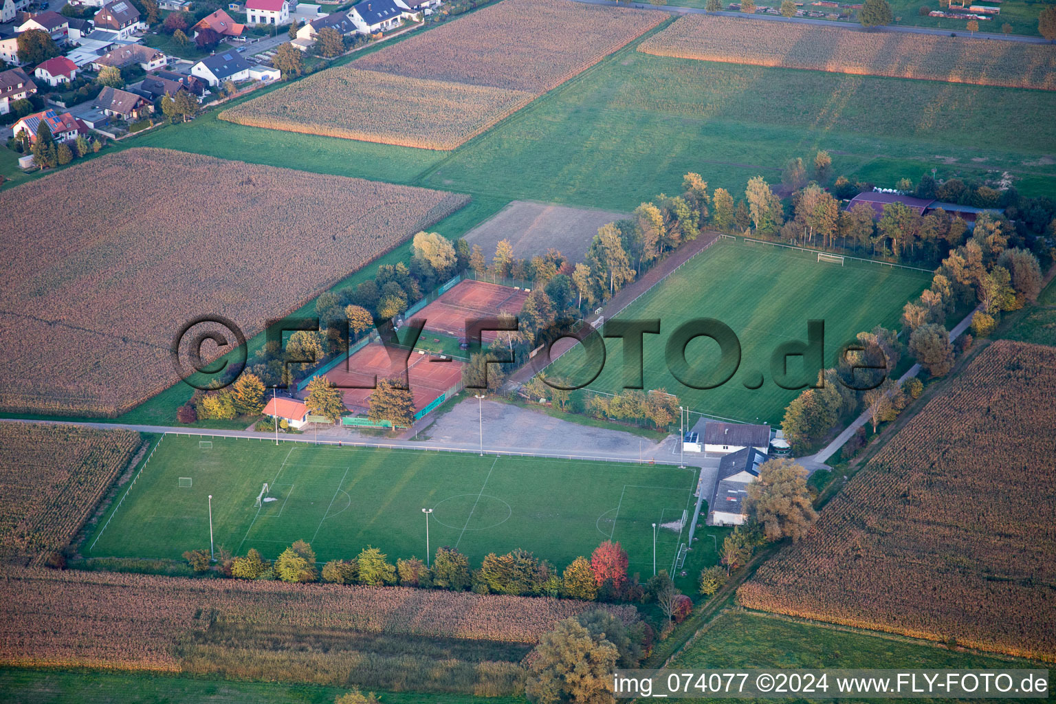 Sports fields in Minfeld in the state Rhineland-Palatinate, Germany