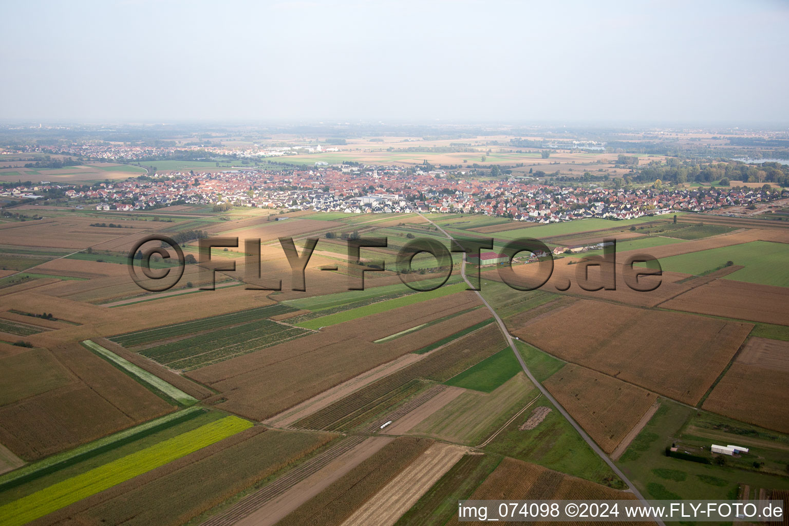 Hœrdt in the state Bas-Rhin, France from above