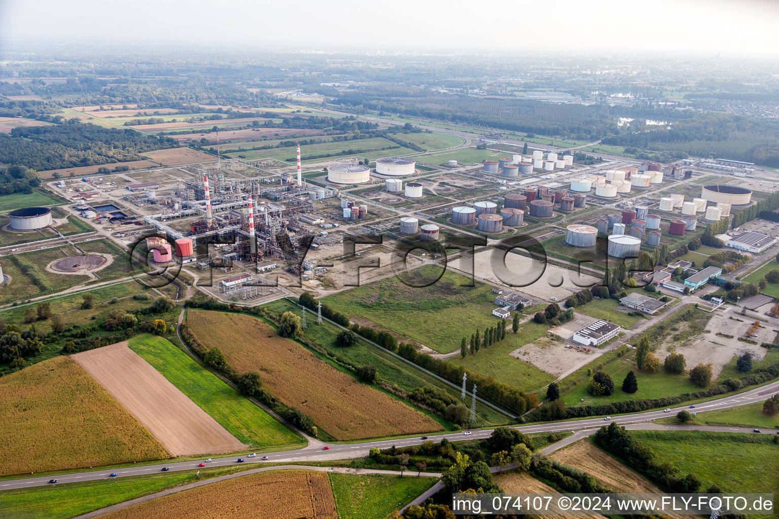 Former Refinery equipment and management systems on the factory premises of a former mineral oil manufacturer in Reichstett in Grand Est, France