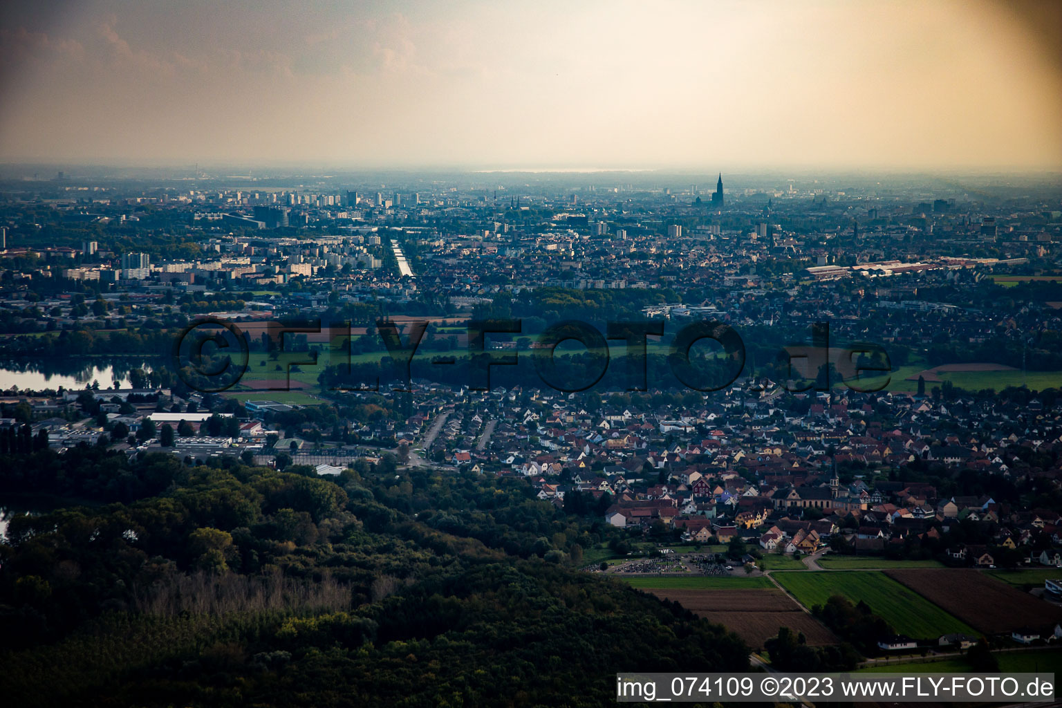 Strasbourg from the north in Hœnheim in the state Bas-Rhin, France
