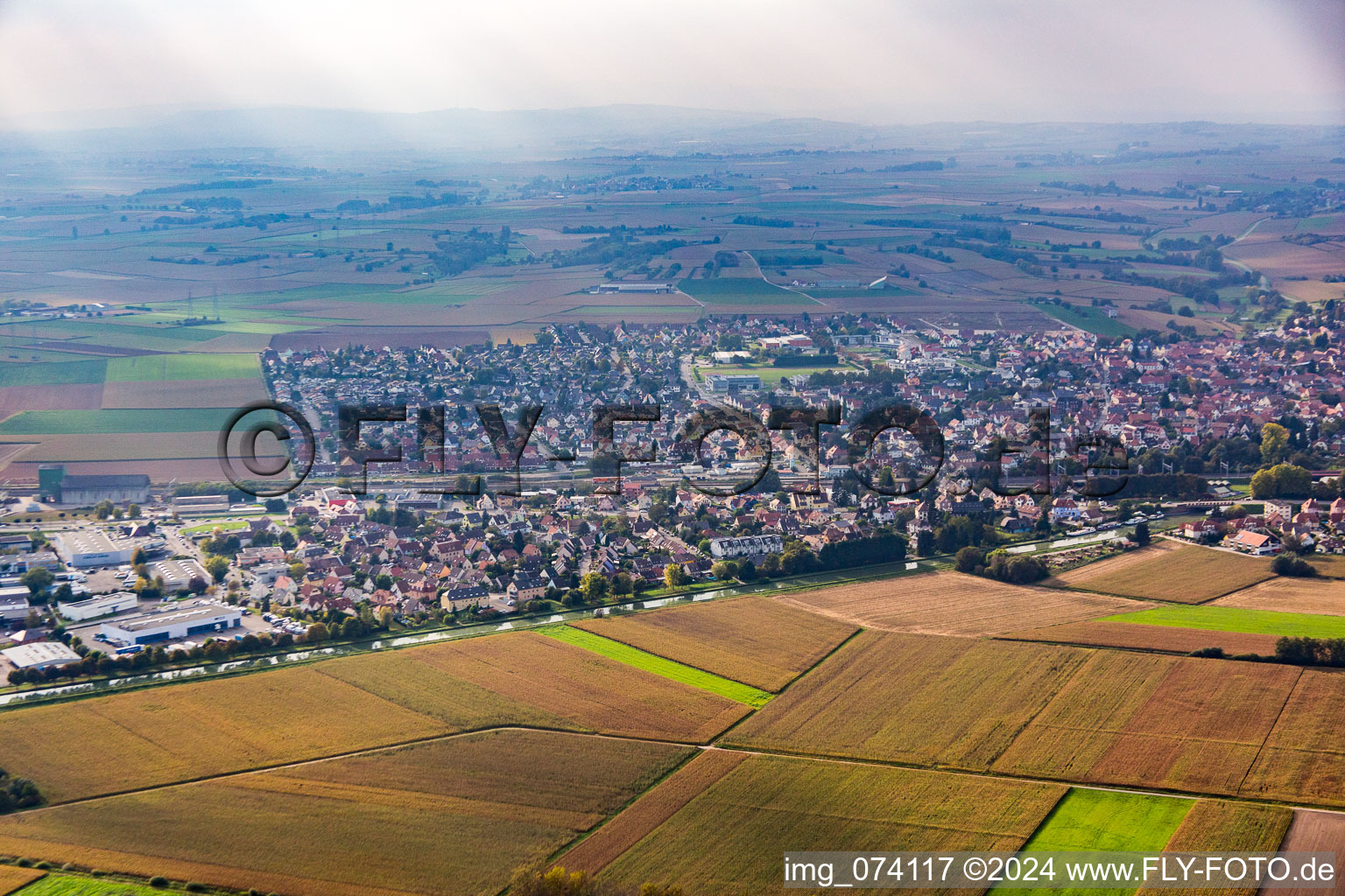 Aerial photograpy of Vendenheim in the state Bas-Rhin, France