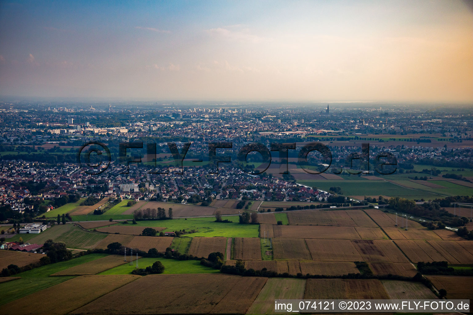 Strasbourg from the north in Bischheim in the state Bas-Rhin, France