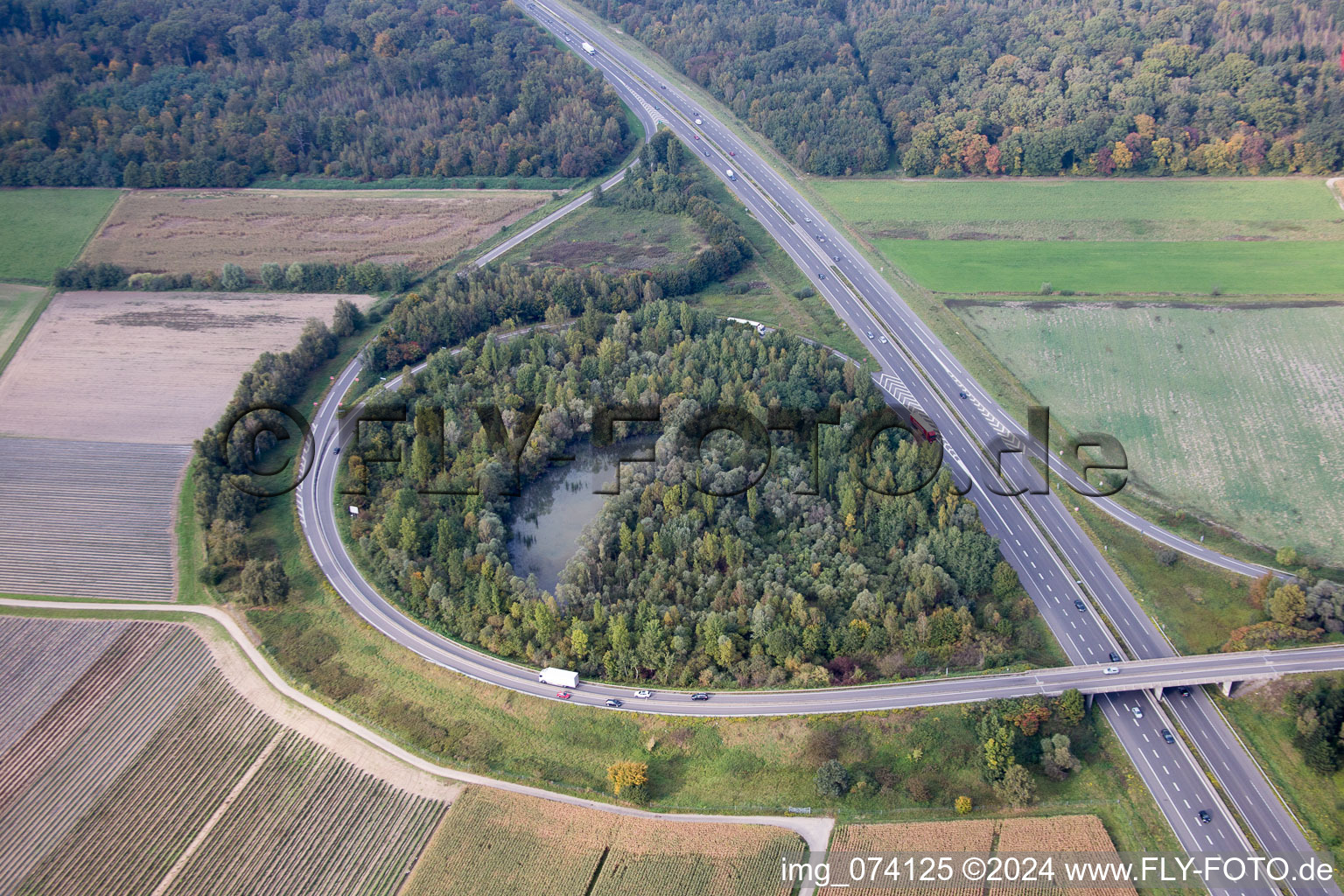 Vendenheim in the state Bas-Rhin, France from above