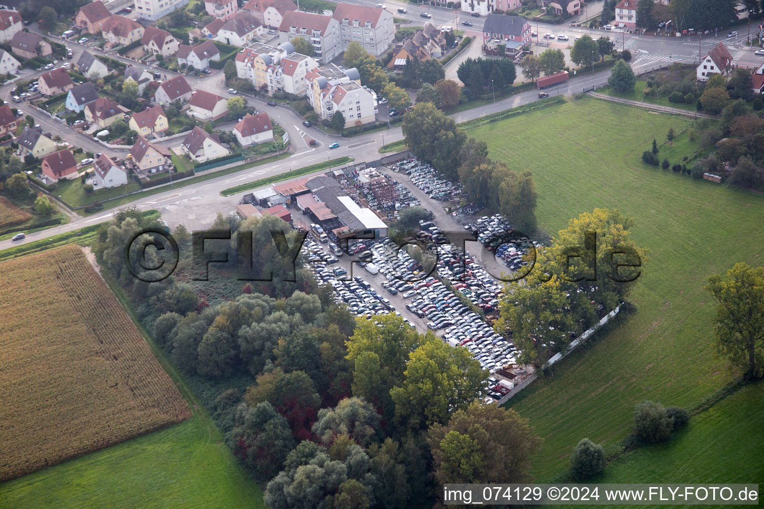 Vendenheim in the state Bas-Rhin, France seen from above