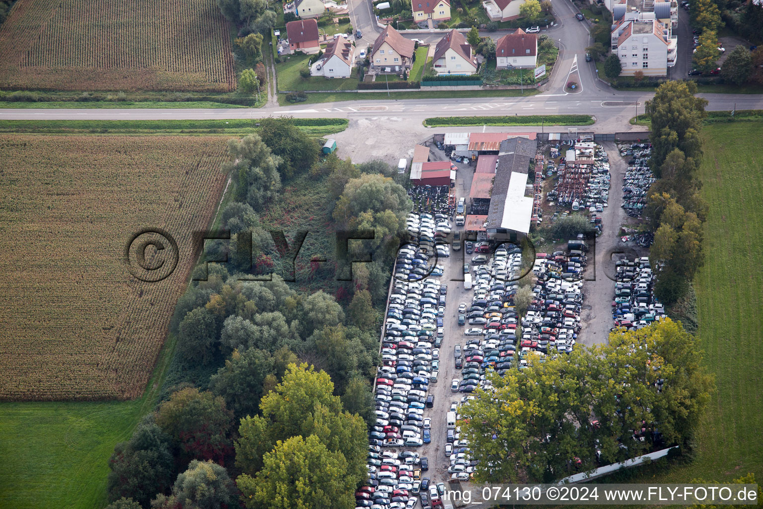 Vendenheim in the state Bas-Rhin, France from the plane