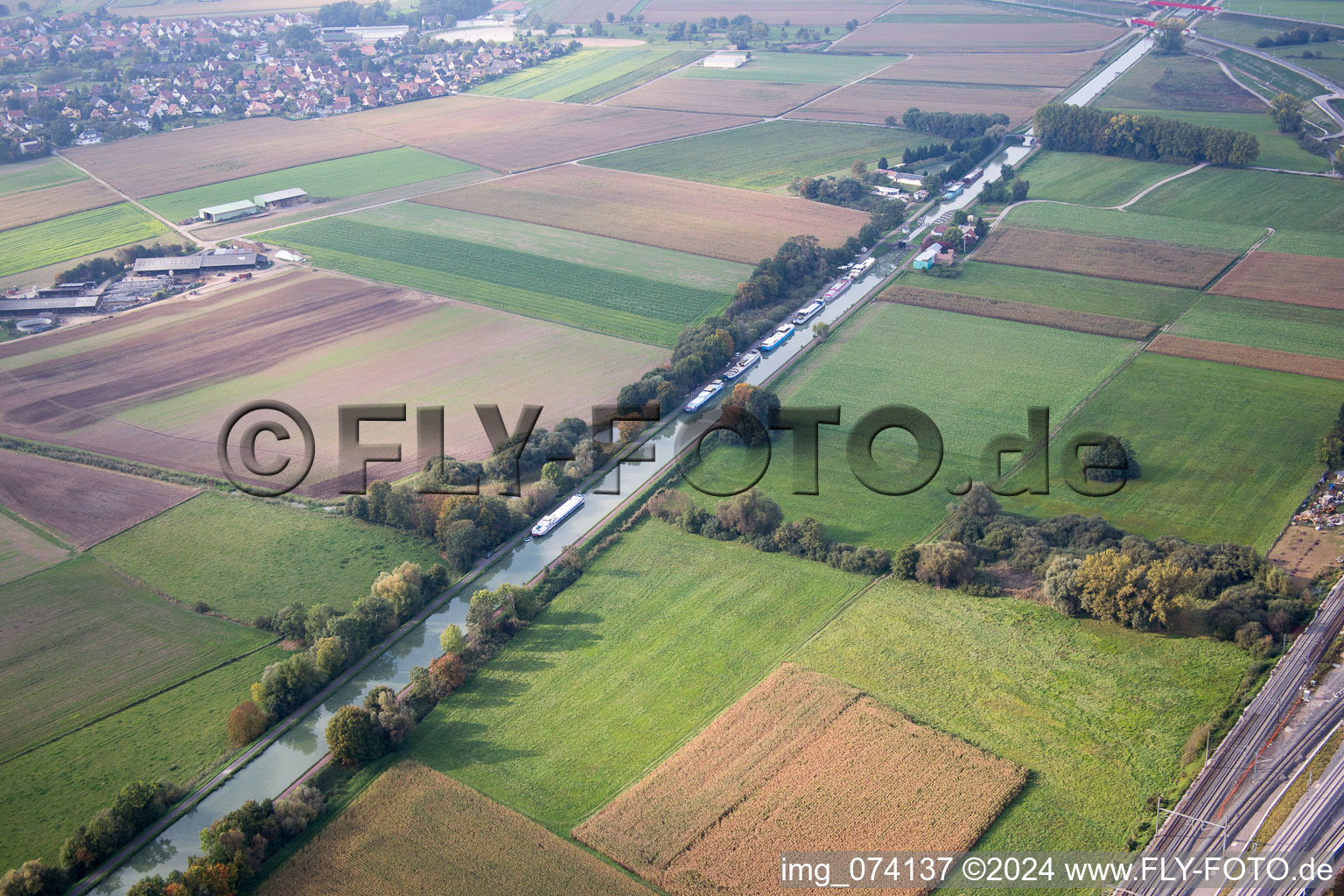 Vendenheim in the state Bas-Rhin, France viewn from the air