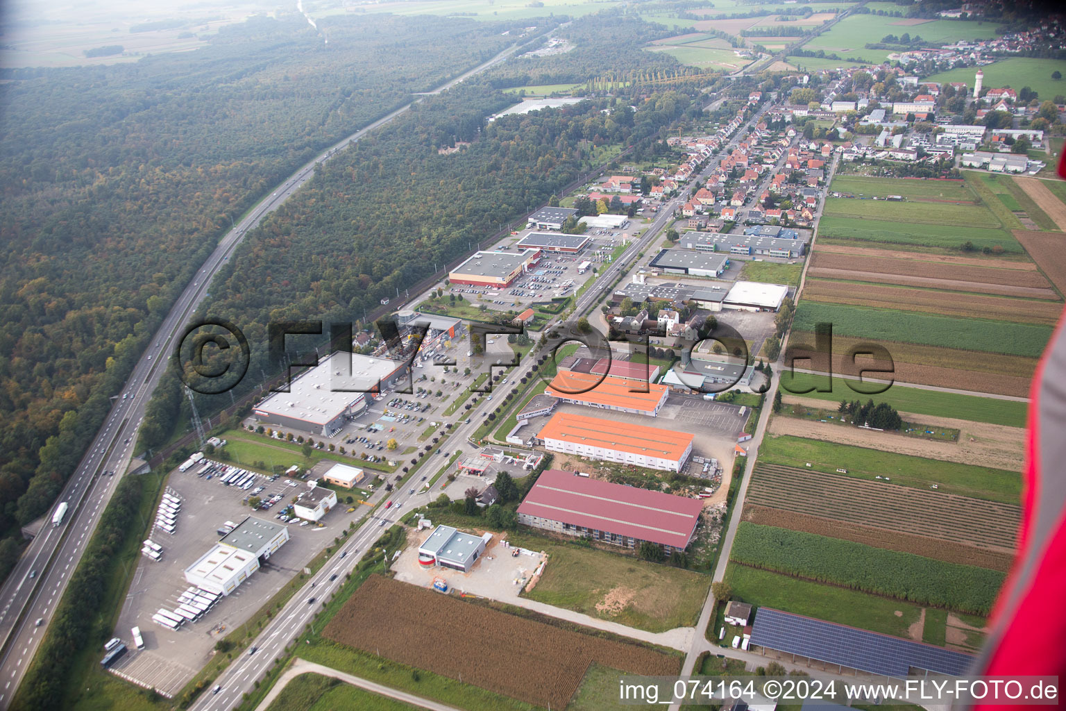 Oblique view of Brumath, Stephansfeld in Stephansfeld in the state Bas-Rhin, France