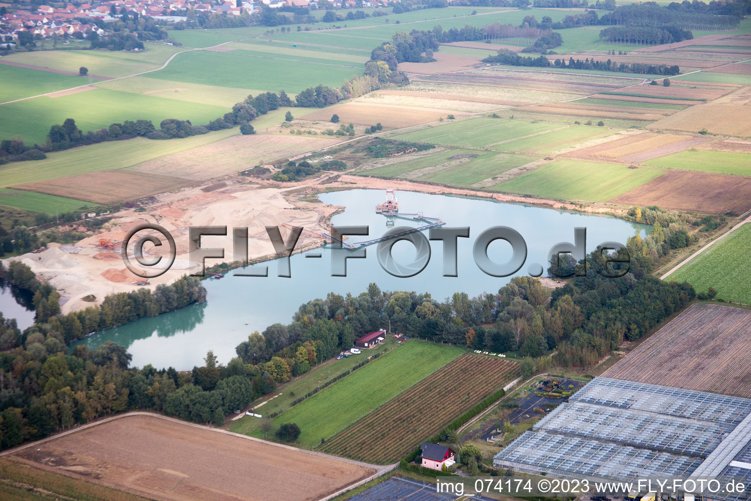 Aerial view of Brumath, Geudertheim in Geudertheim in the state Bas-Rhin, France