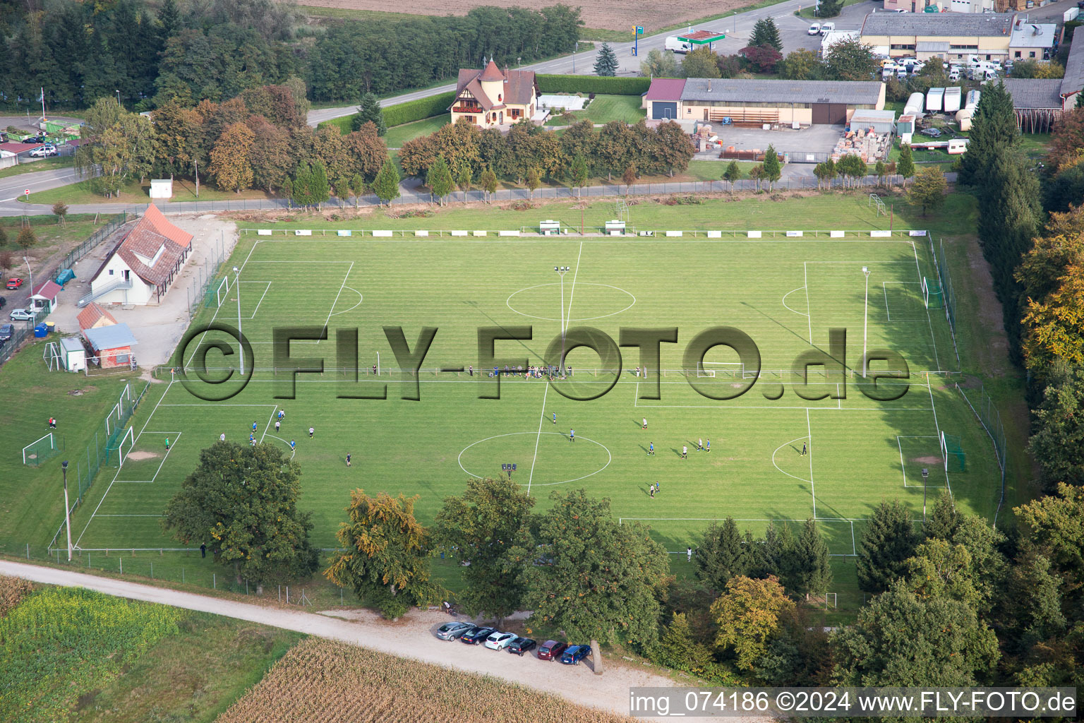 Aerial view of Geudertheim in the state Bas-Rhin, France