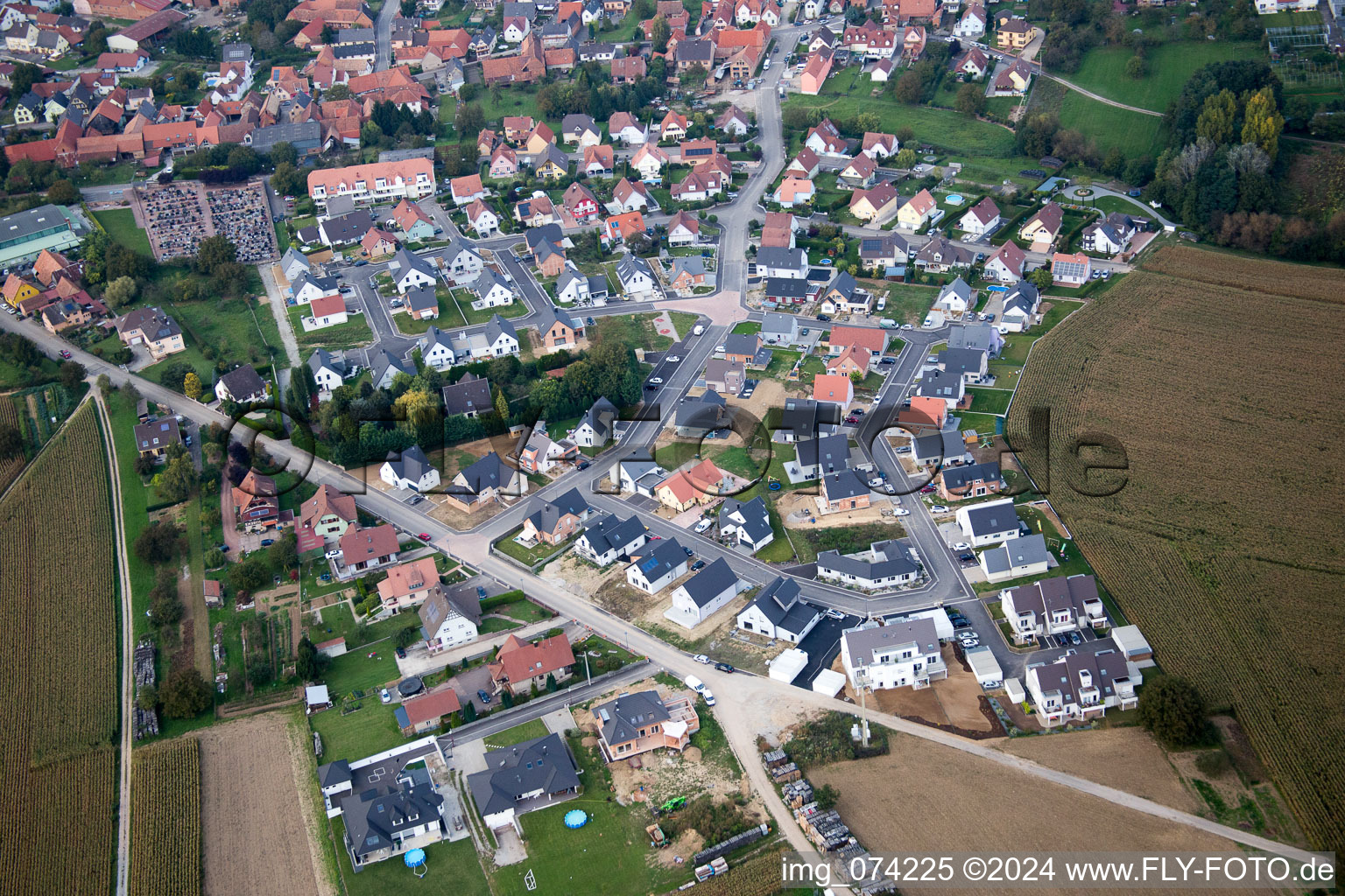 Aerial photograpy of Weitbruch in the state Bas-Rhin, France