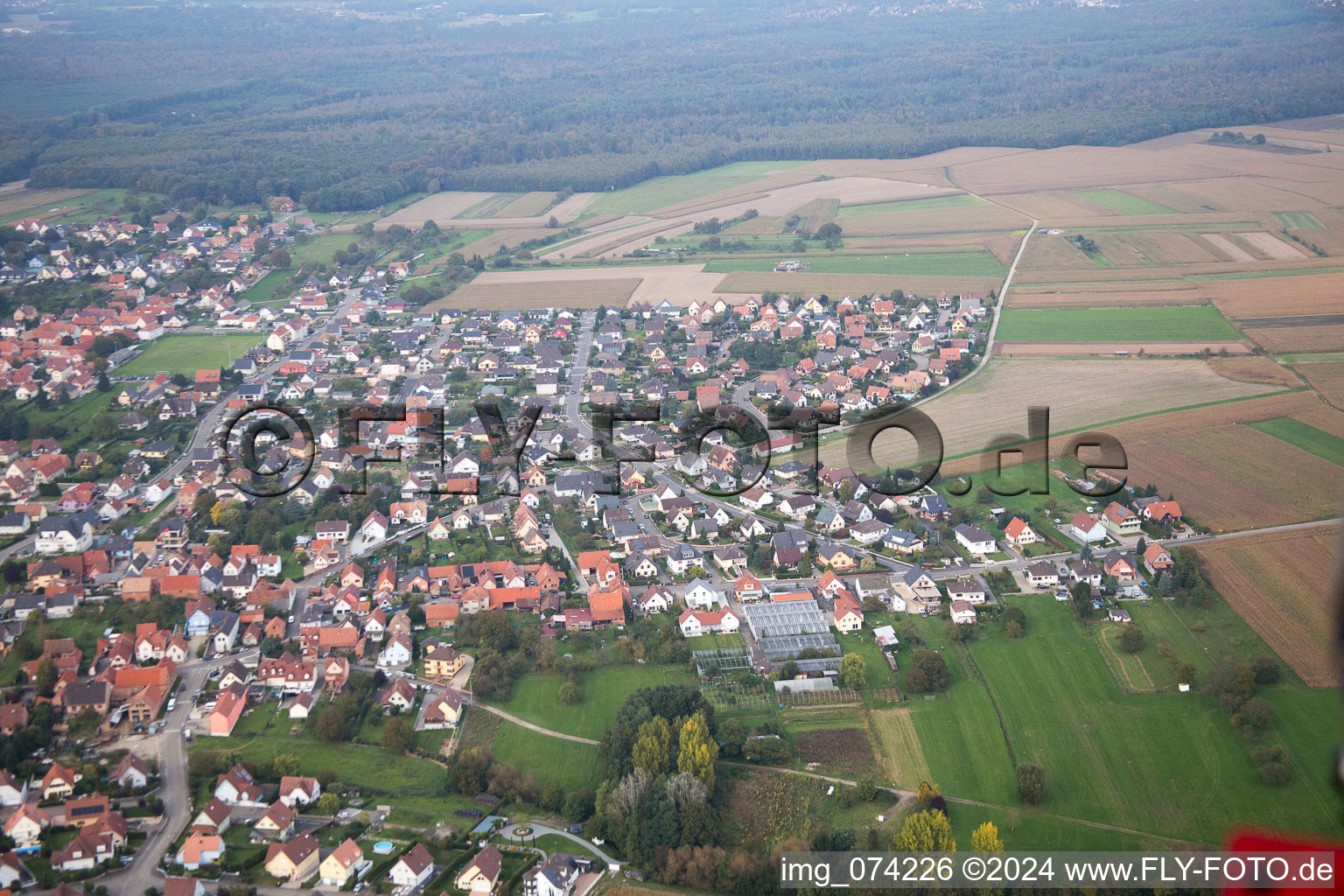 Oblique view of Weitbruch in the state Bas-Rhin, France