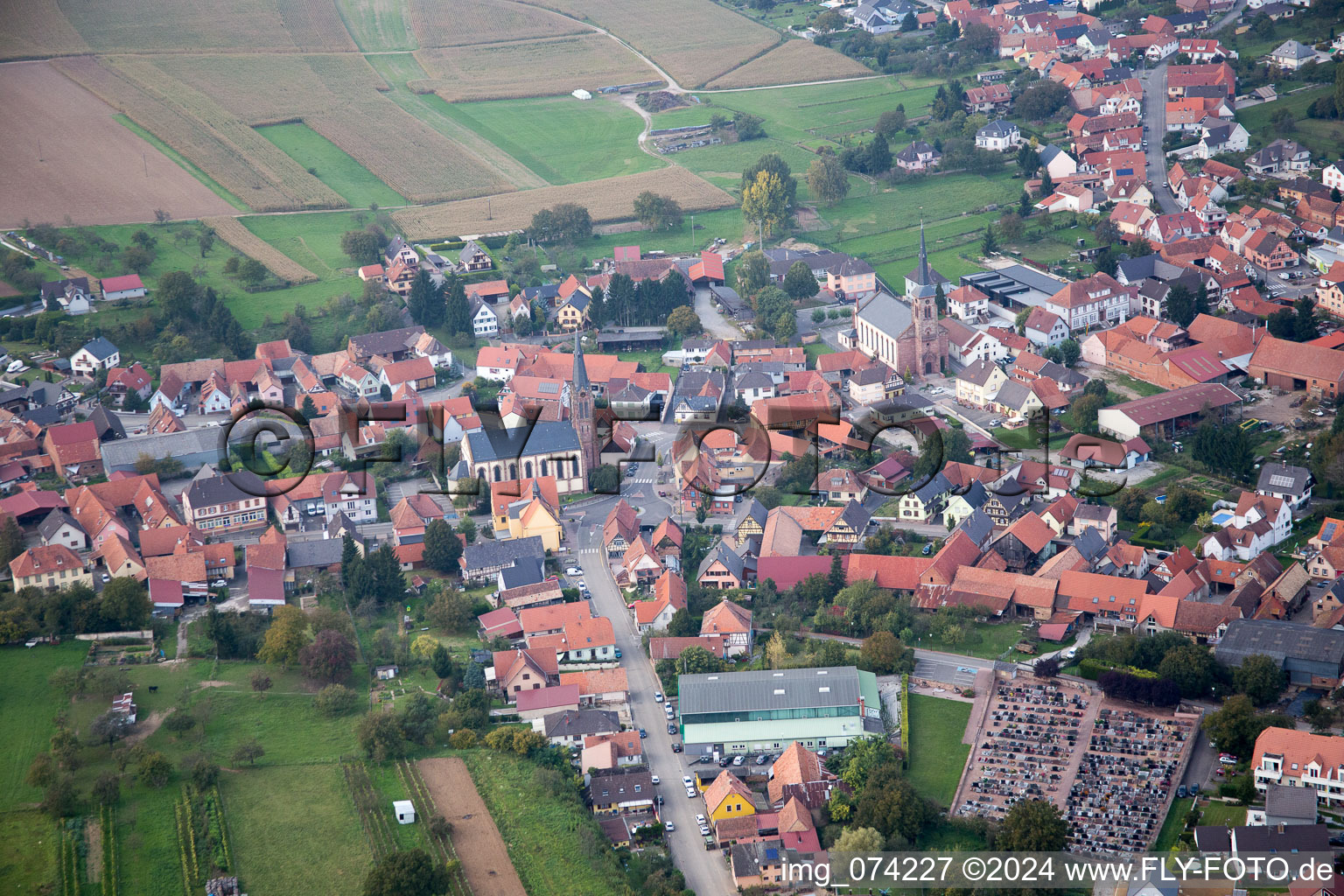 Weitbruch in the state Bas-Rhin, France from above