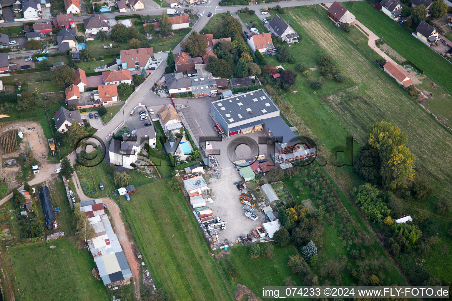 Aerial view of Gries in the state Bas-Rhin, France