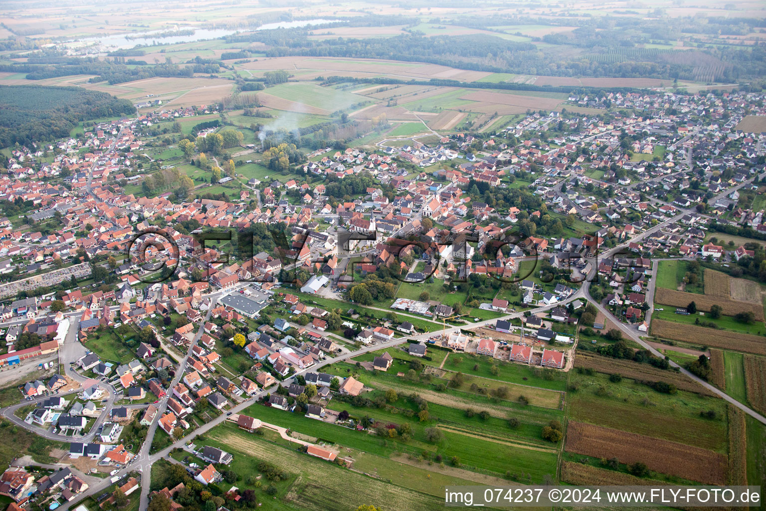 Oblique view of Gries in the state Bas-Rhin, France