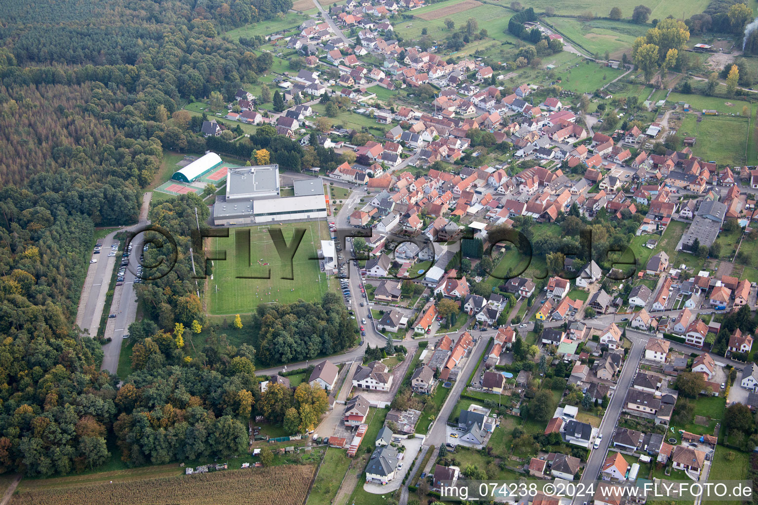 Gries in the state Bas-Rhin, France from above