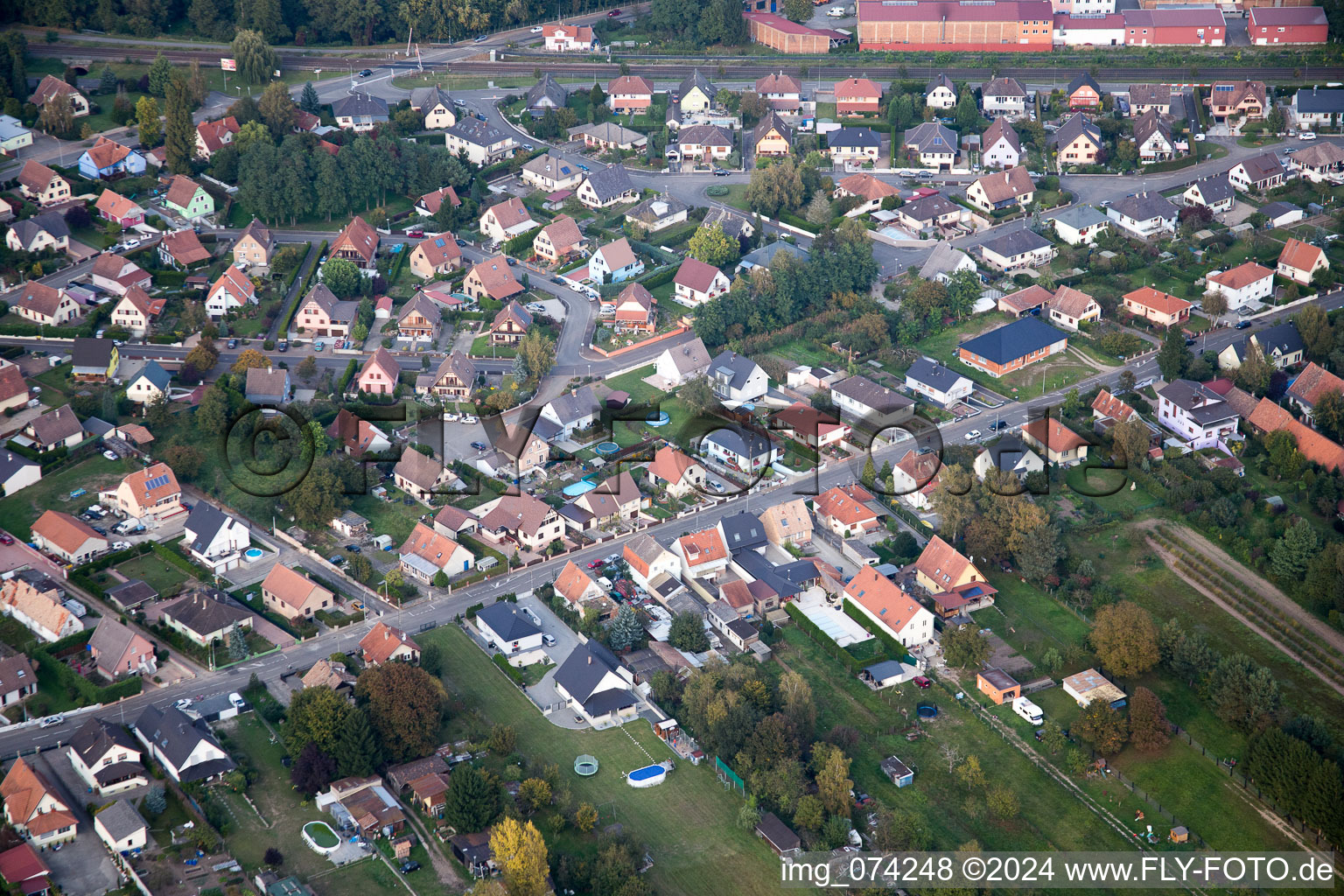 Aerial photograpy of Bischwiller in the state Bas-Rhin, France