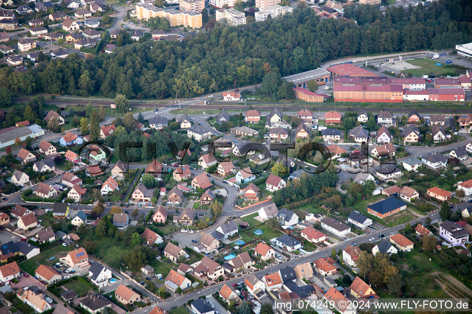 Oblique view of Bischwiller in the state Bas-Rhin, France