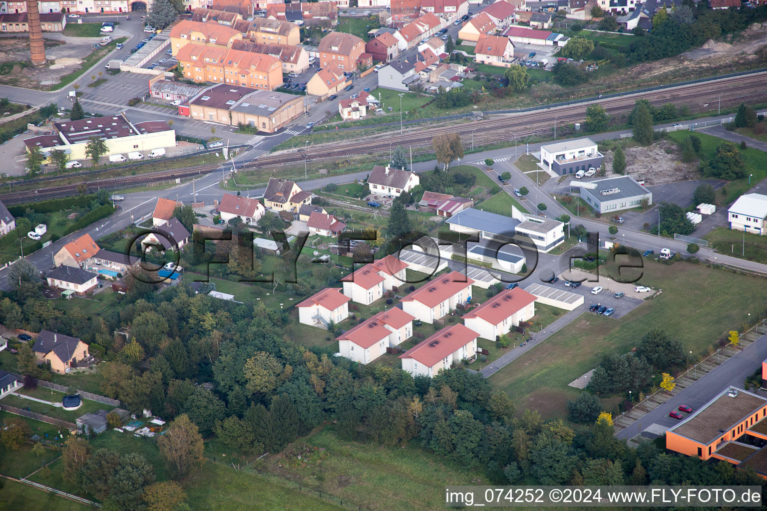 Bischwiller in the state Bas-Rhin, France seen from above