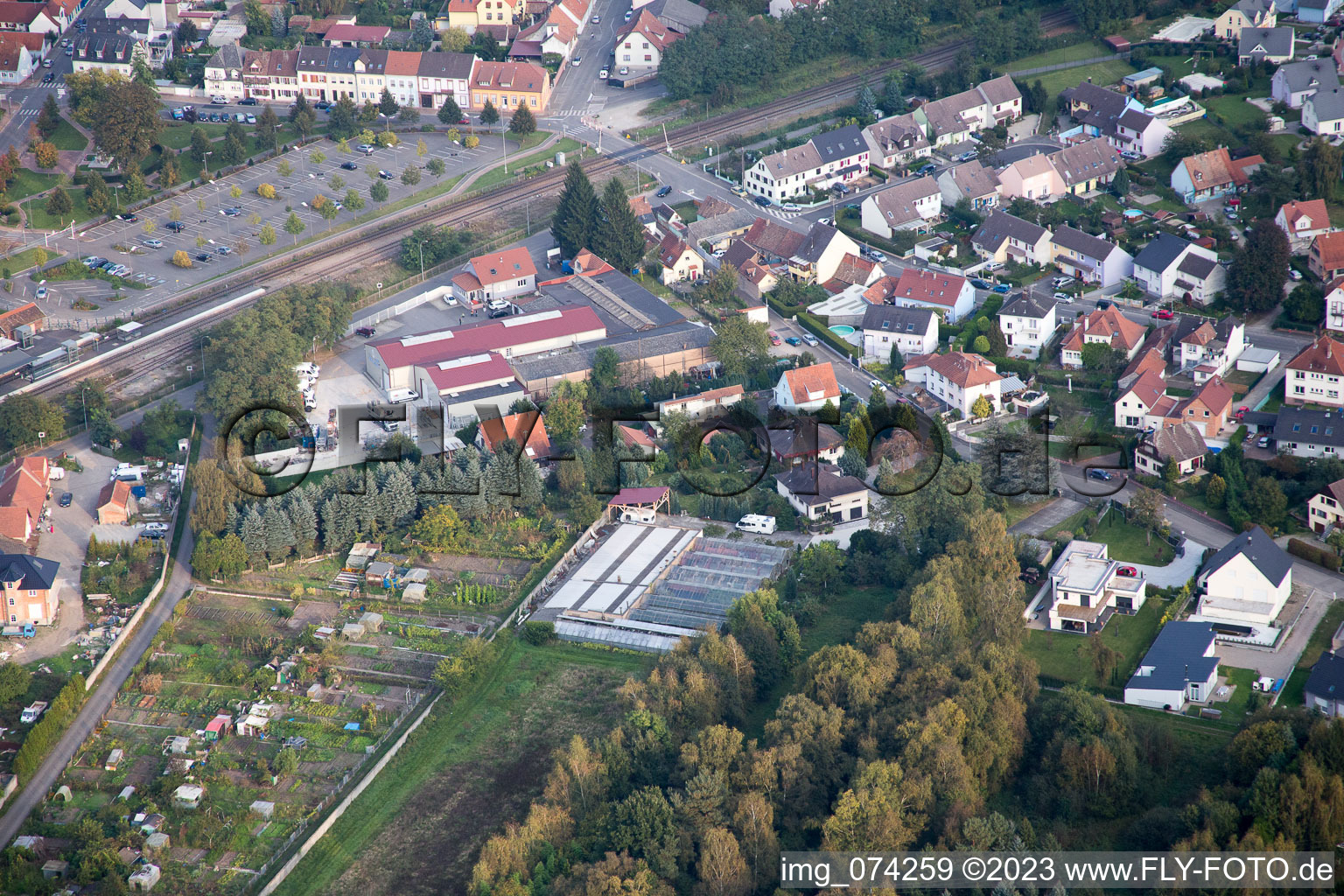 Drone image of Bischwiller in the state Bas-Rhin, France