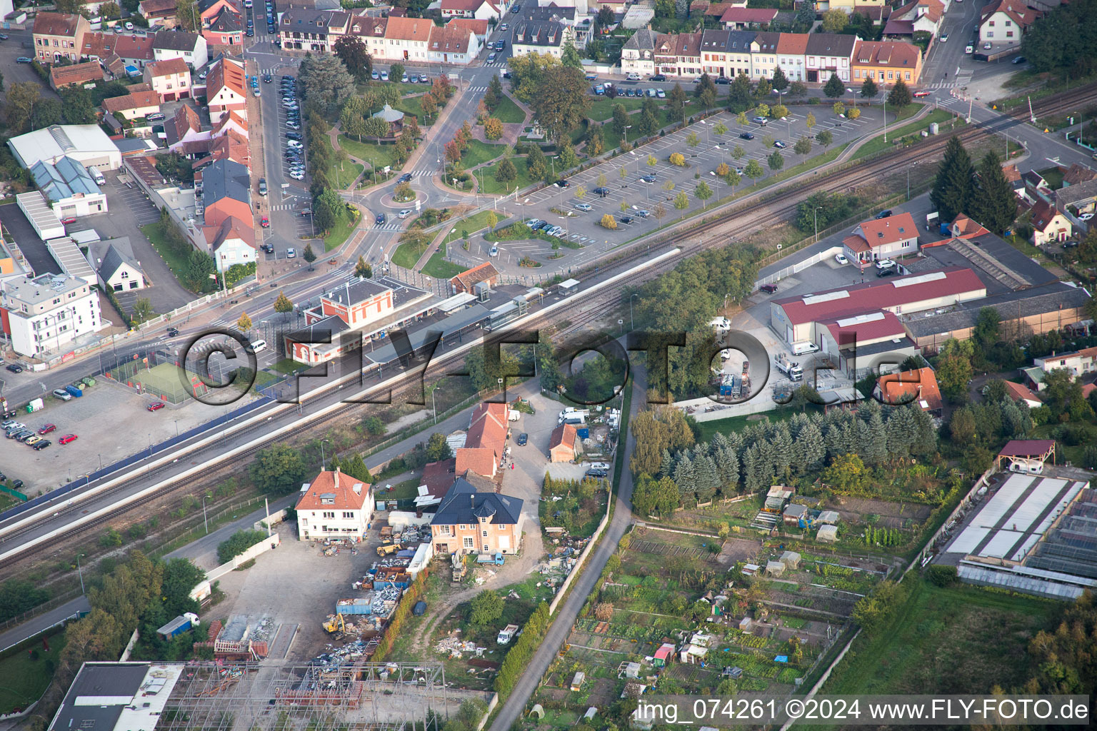 Bischwiller in the state Bas-Rhin, France from a drone