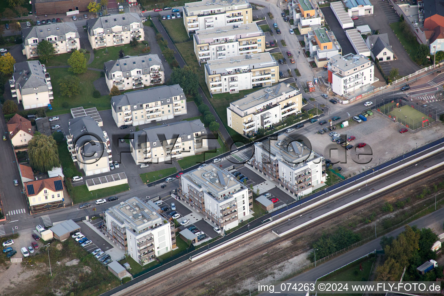 Aerial view of Bischwiller in the state Bas-Rhin, France