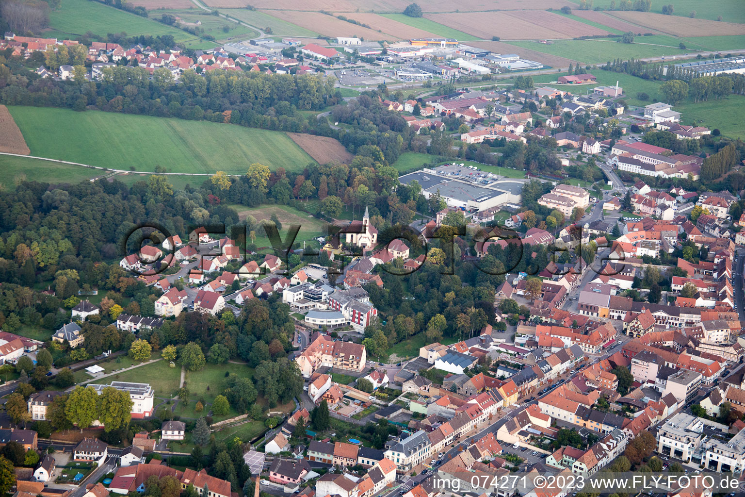 Bird's eye view of Bischwiller in the state Bas-Rhin, France