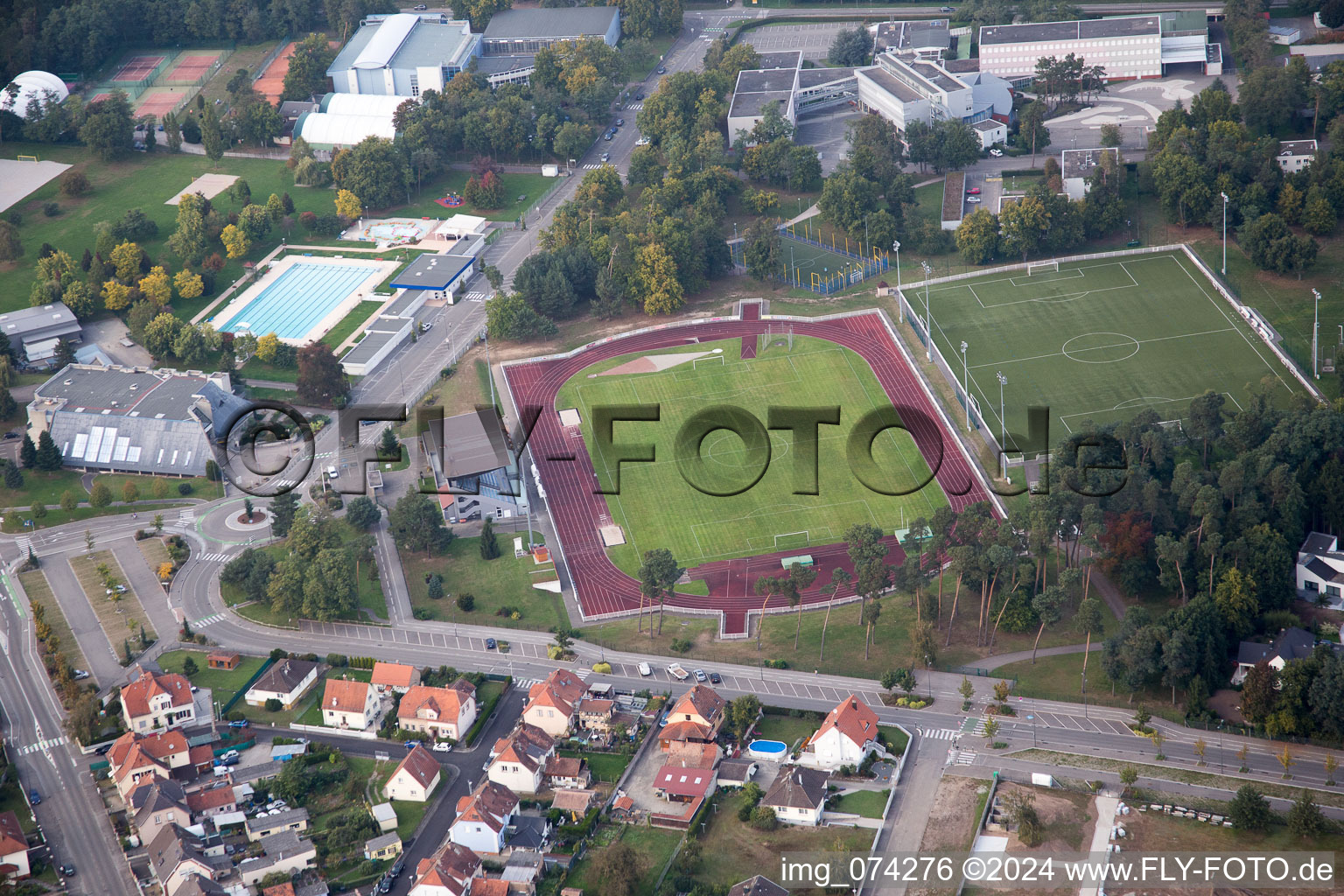 Bischwiller in the state Bas-Rhin, France from a drone