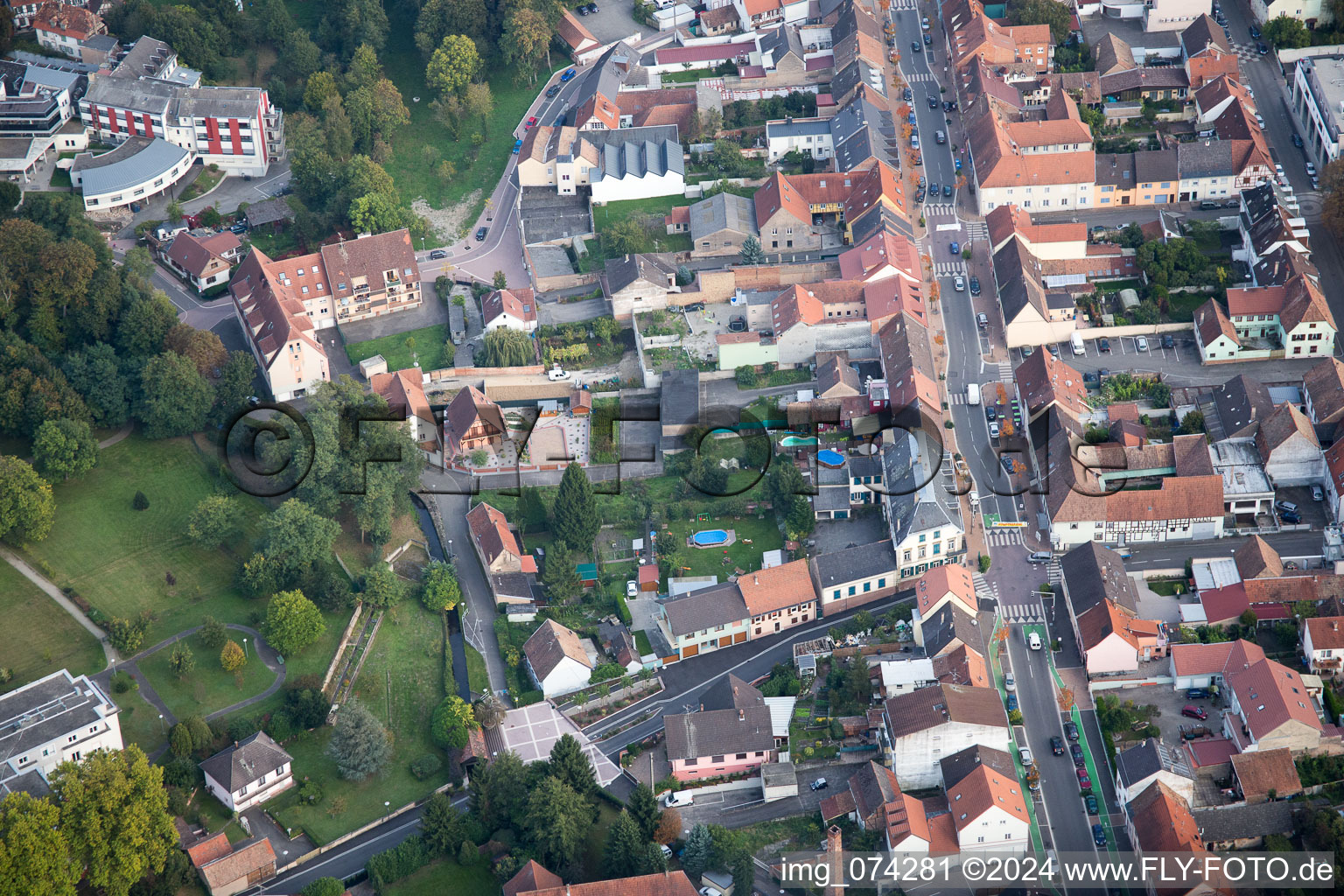 Aerial photograpy of Bischwiller in the state Bas-Rhin, France