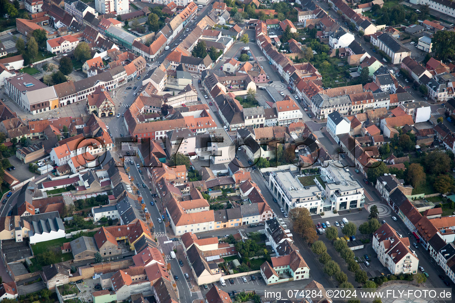 Bischwiller in the state Bas-Rhin, France from above